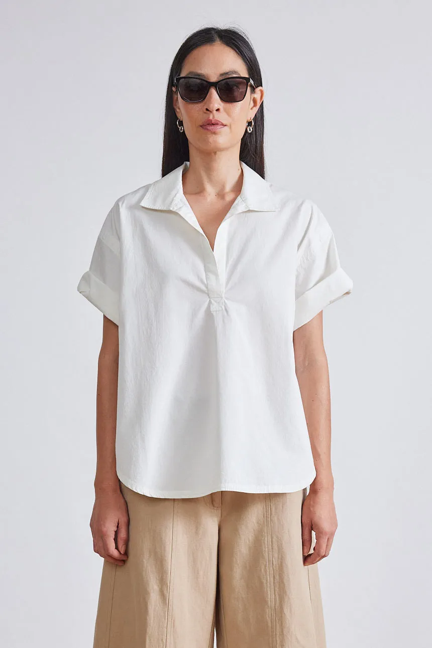 Easy Popover Henley Top in Cream