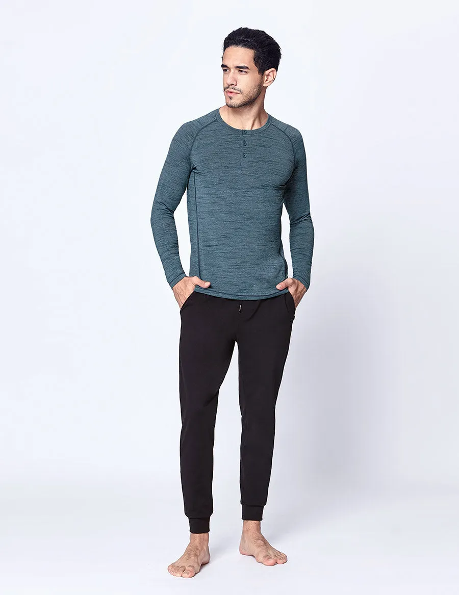 easyoga LA-VEDA Multipro Men's Henley  Long Sleeve - M25 M-Green Tigerstripe