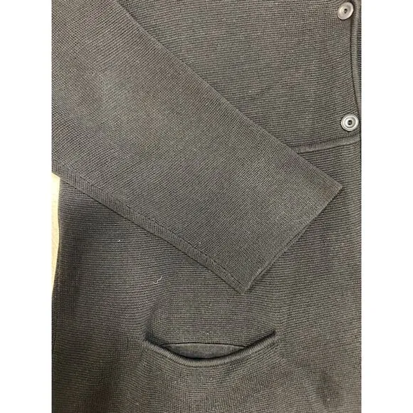 EILEEN FISHER Black Silk Blend Mandarin Collar Button Tunic Sweater Womens LARGE