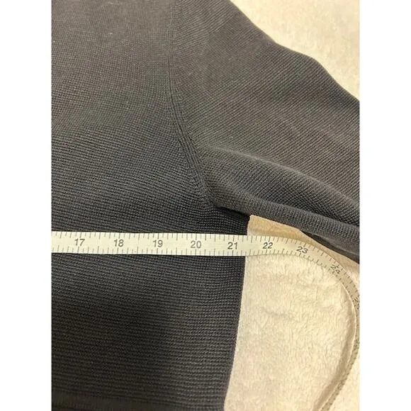 EILEEN FISHER Black Silk Blend Mandarin Collar Button Tunic Sweater Womens LARGE