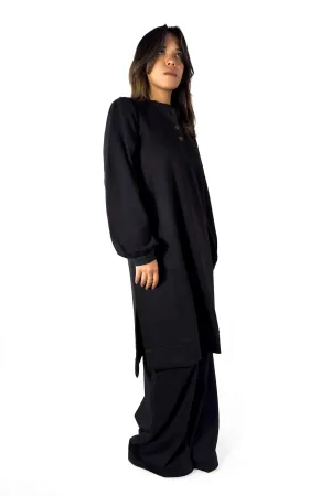 Elegant Black Ribbed Suede Lounge Set