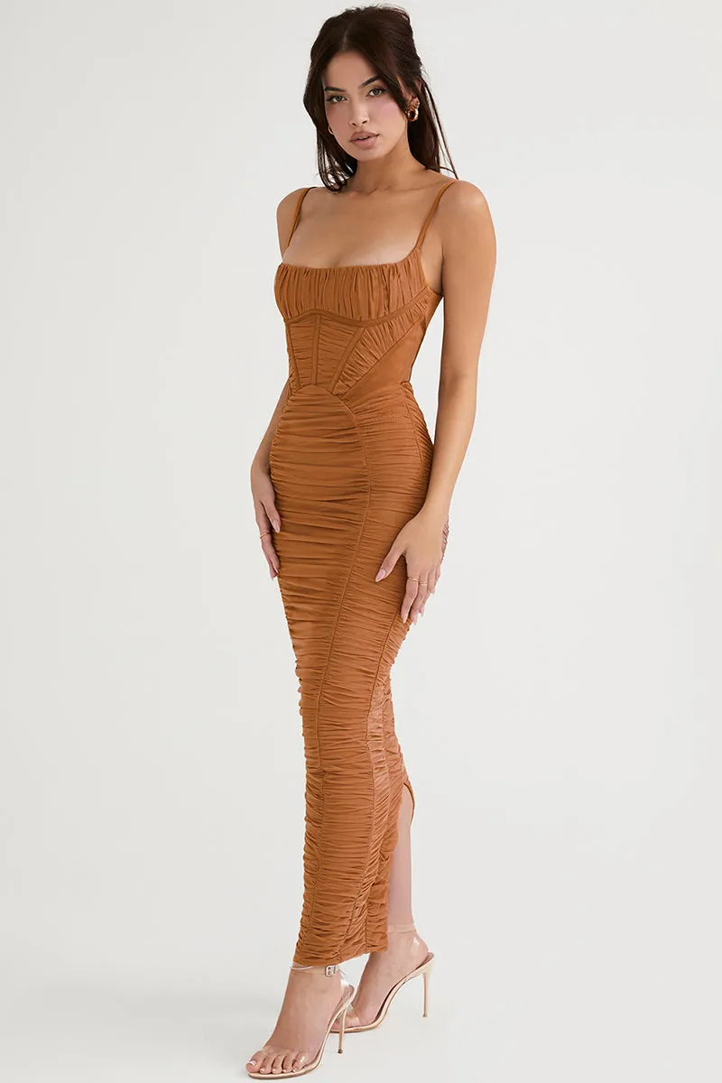 Elegant Corset Ruched Maxi Dress - 2 colors
