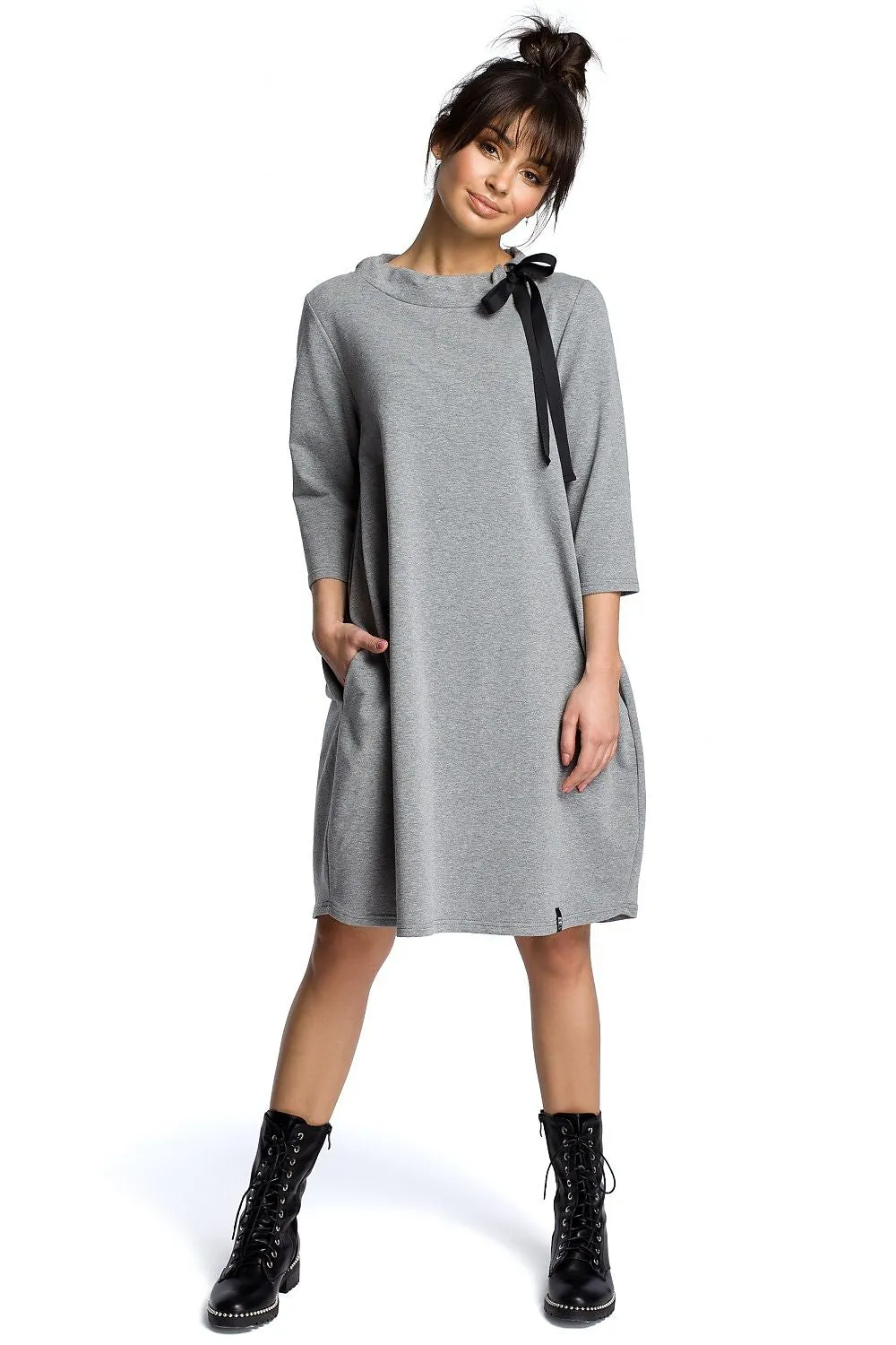 Elegant Tie-Neck A-Line Dress