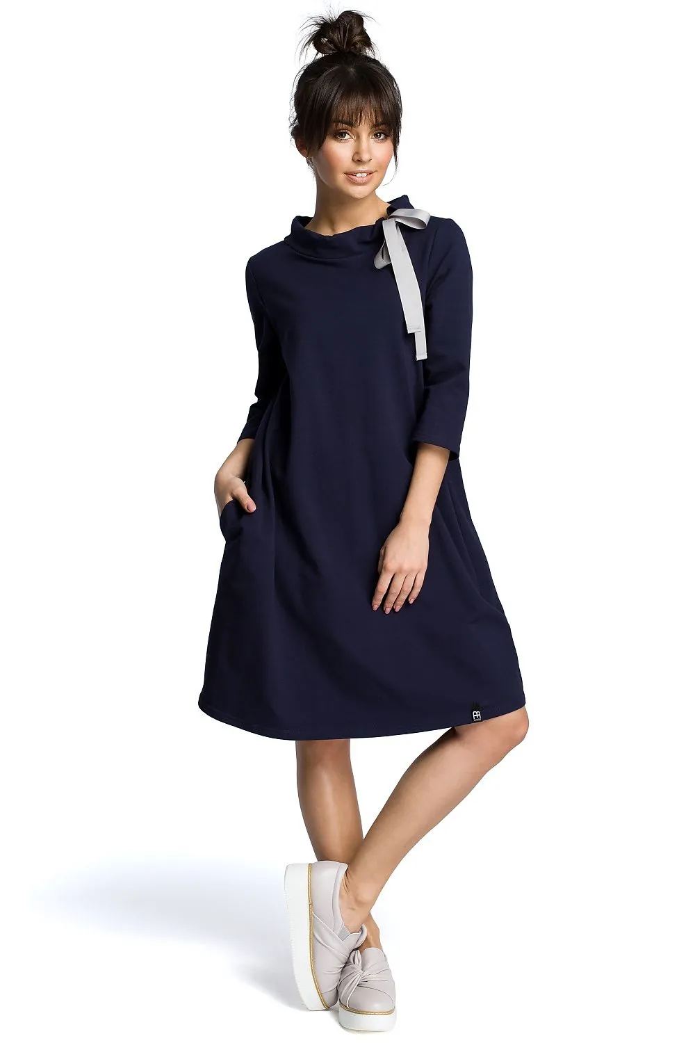 Elegant Tie-Neck A-Line Dress