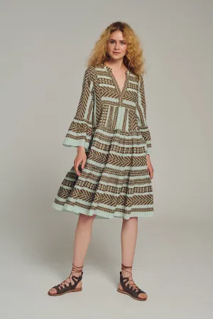 ELLA MIDI - BROWN-BLACK/LIGHT BLUE