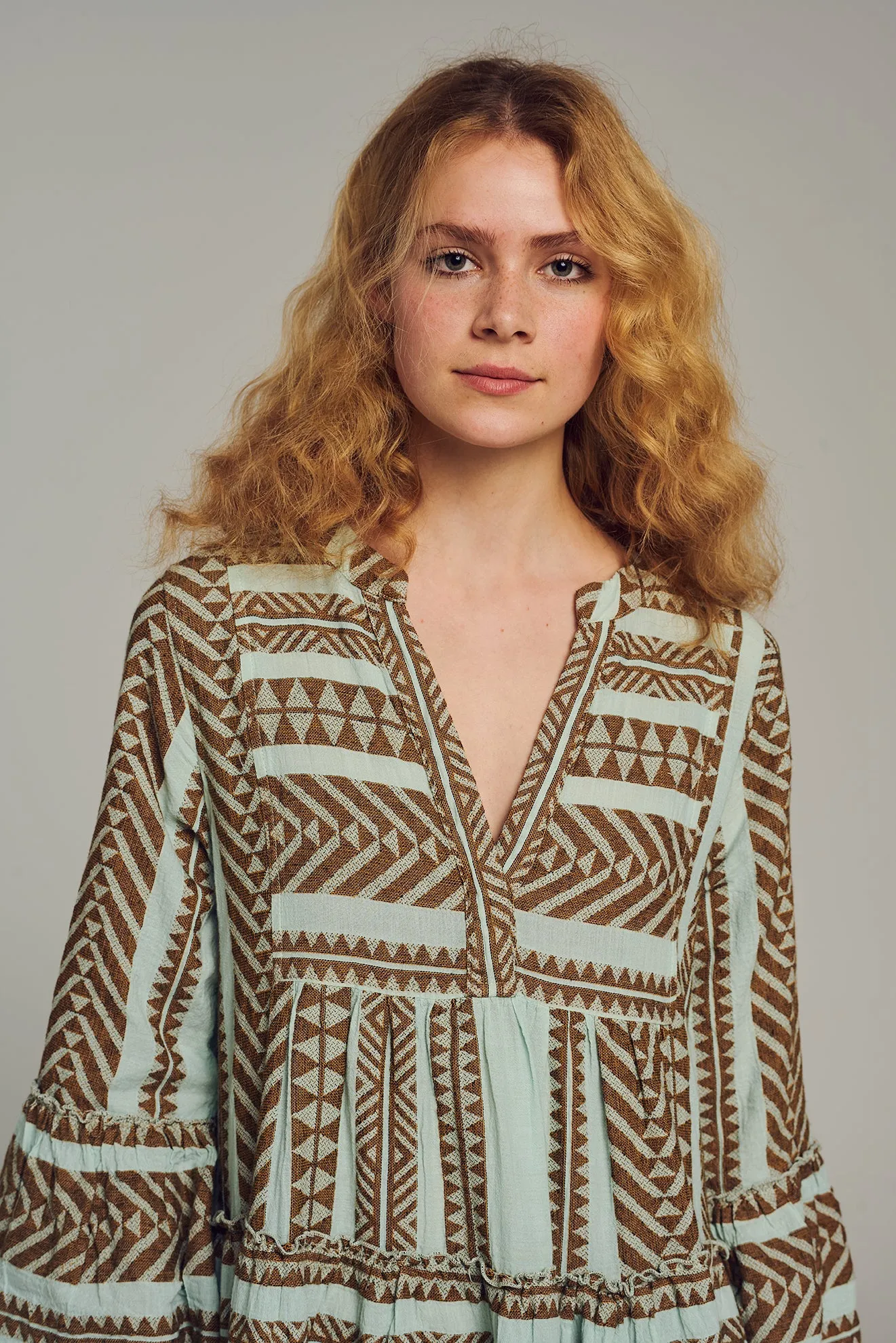 ELLA MIDI - BROWN-BLACK/LIGHT BLUE