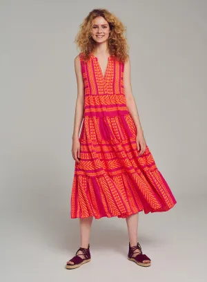 ELLA SLEEVELESS MIDI - N.ORANGE/FUSHIA