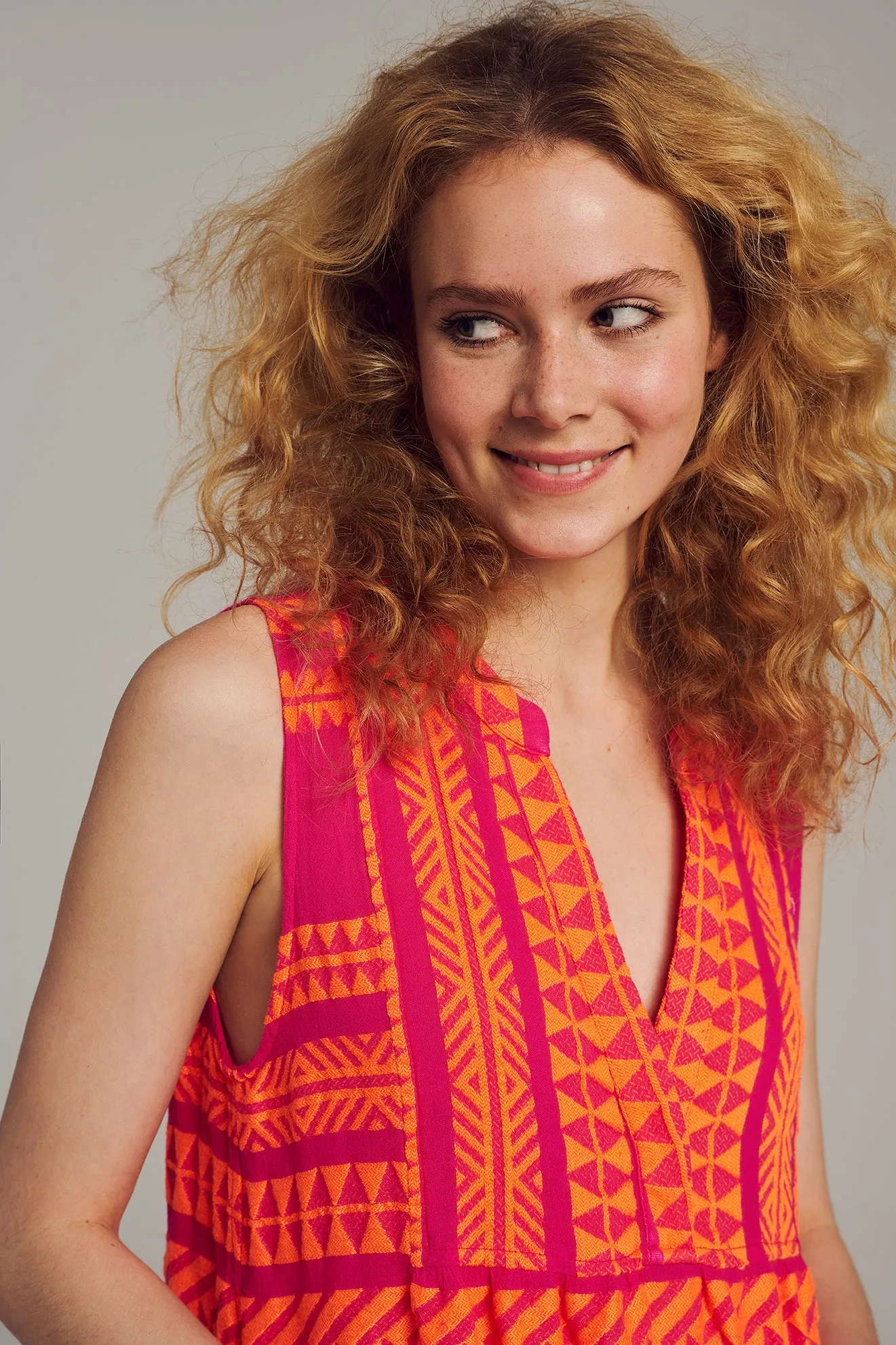 ELLA SLEEVELESS MIDI - N.ORANGE/FUSHIA
