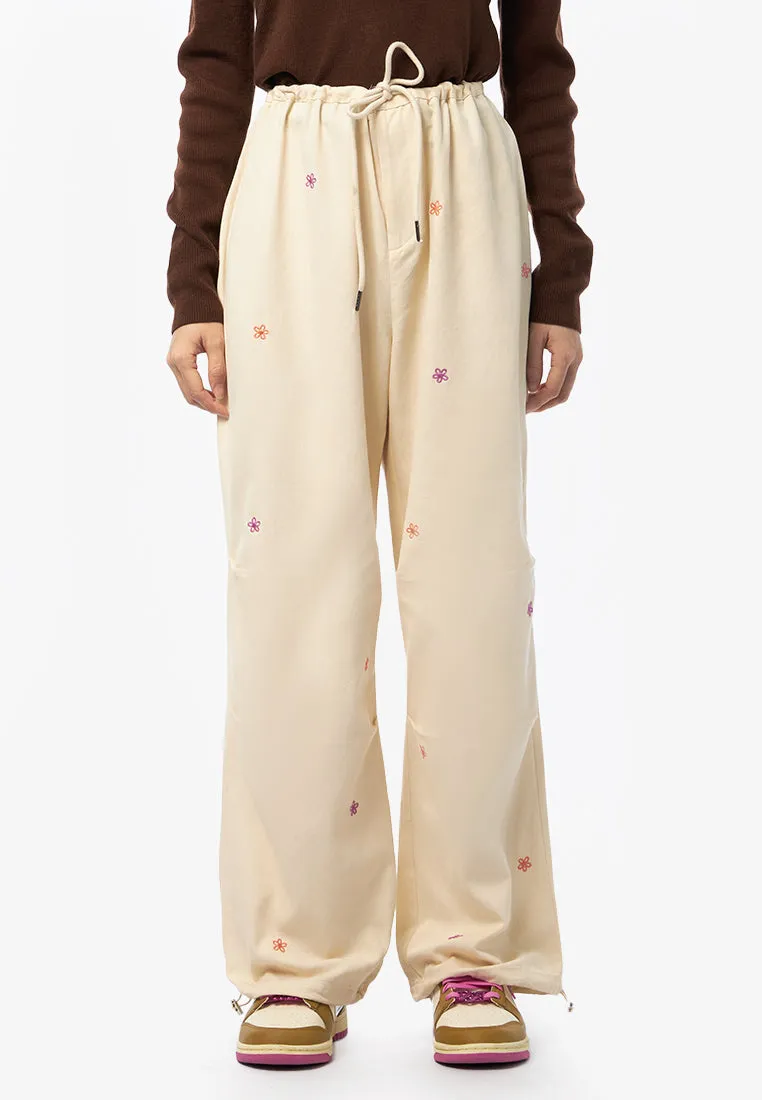 Embroidered Drawstring Pants