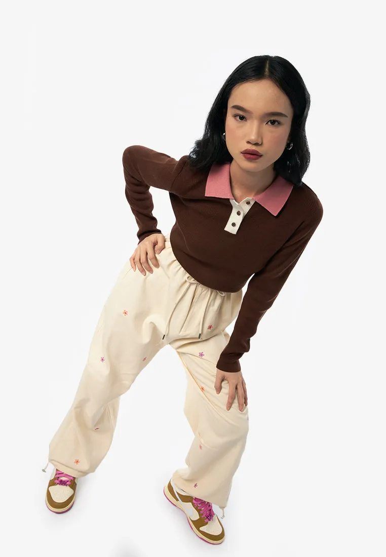 Embroidered Drawstring Pants