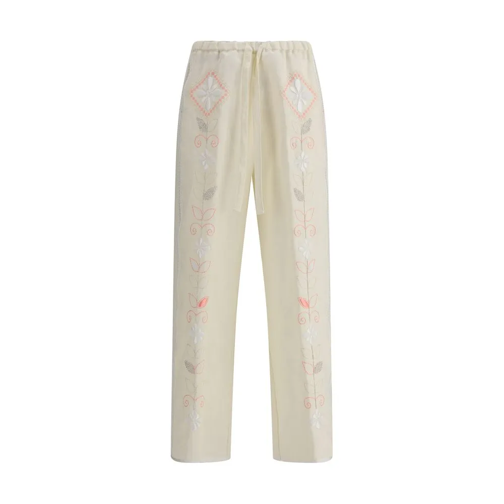 Embroidered linen Pants