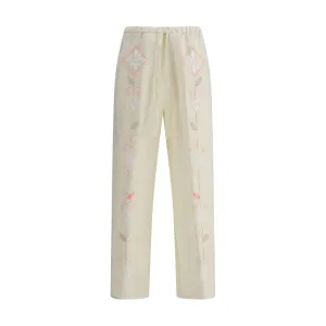 Embroidered linen Pants