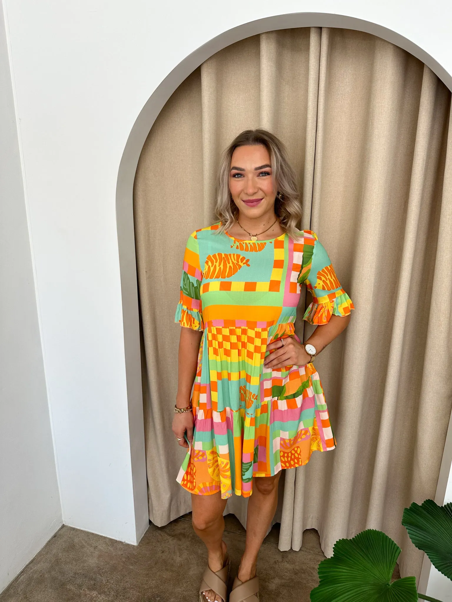 Emma Dress -Tropical print
