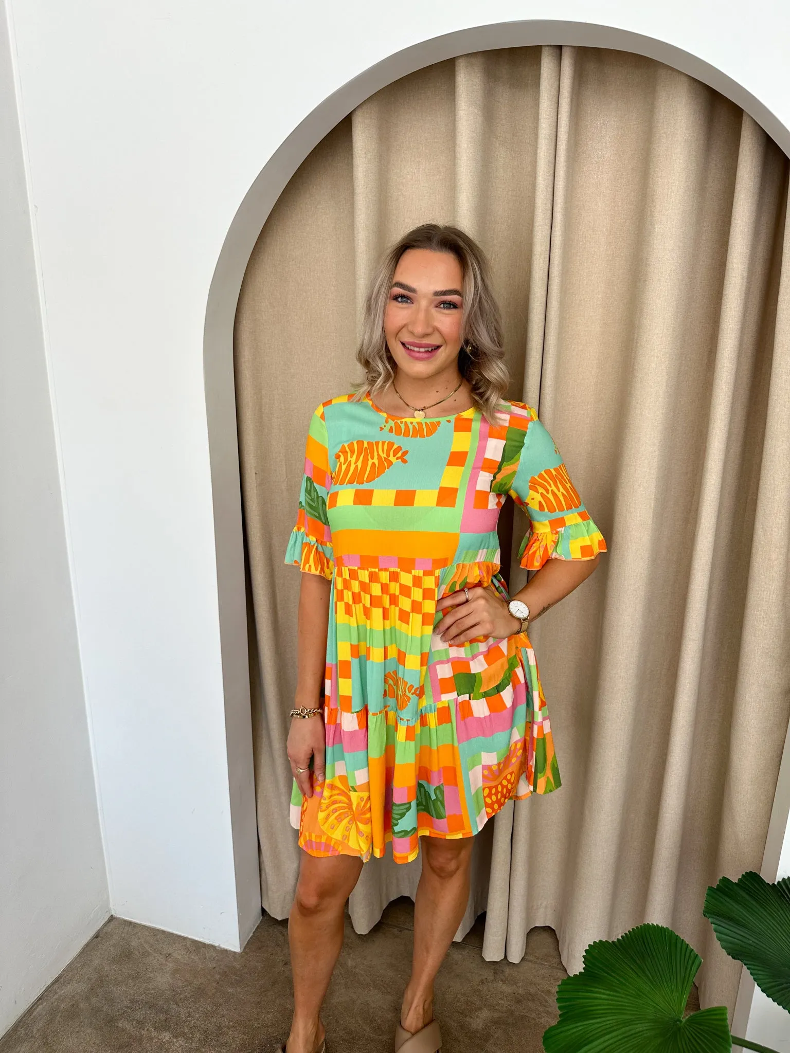 Emma Dress -Tropical print