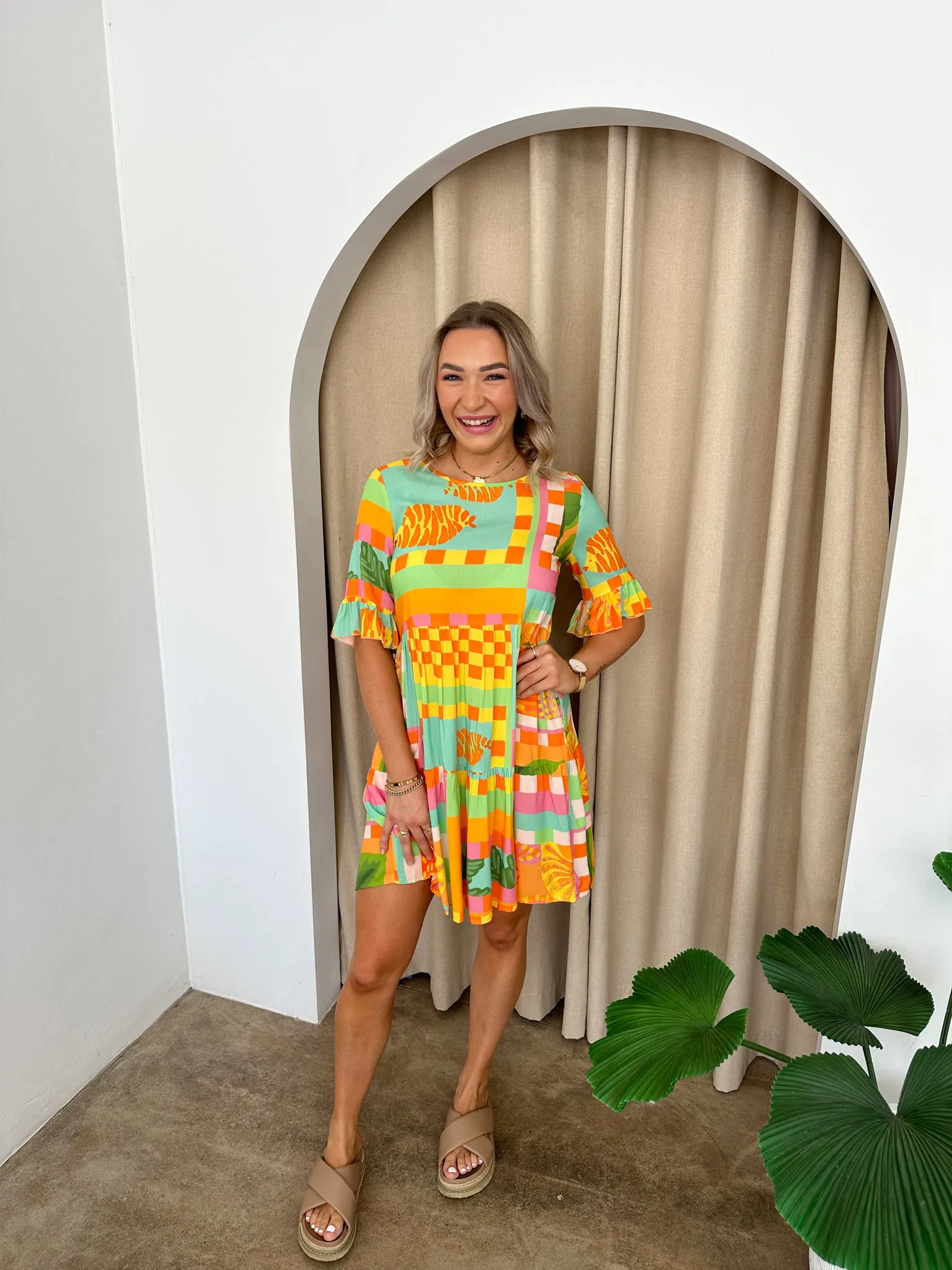 Emma Dress -Tropical print