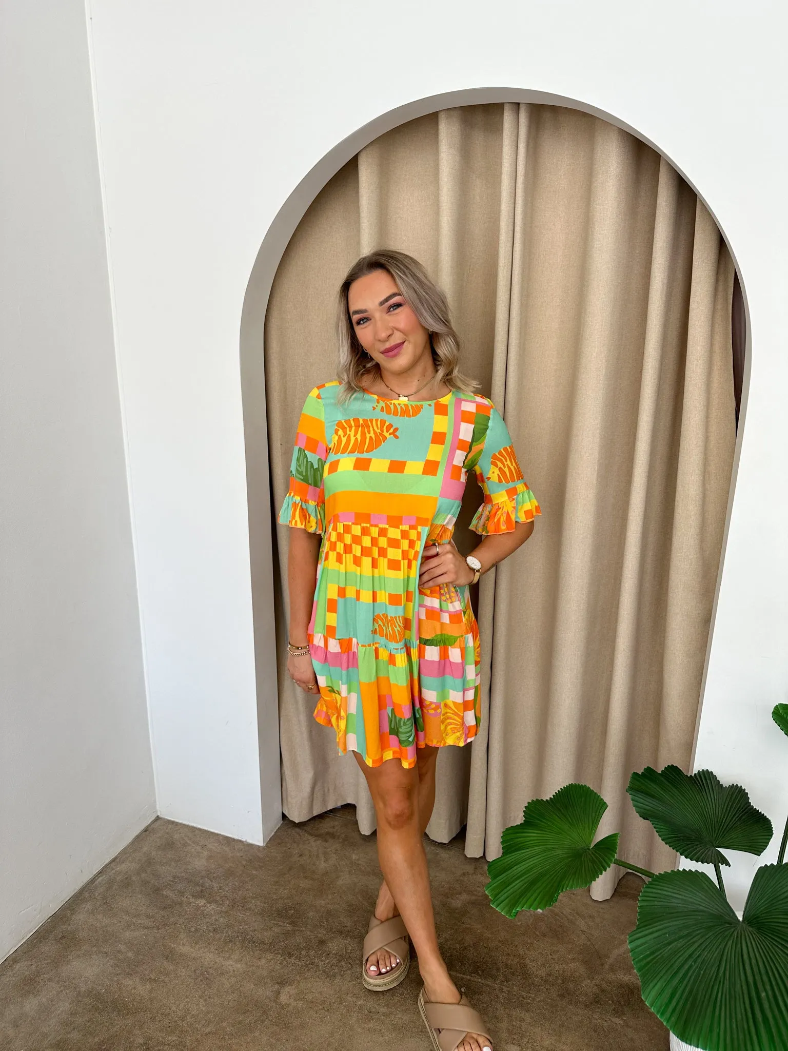 Emma Dress -Tropical print