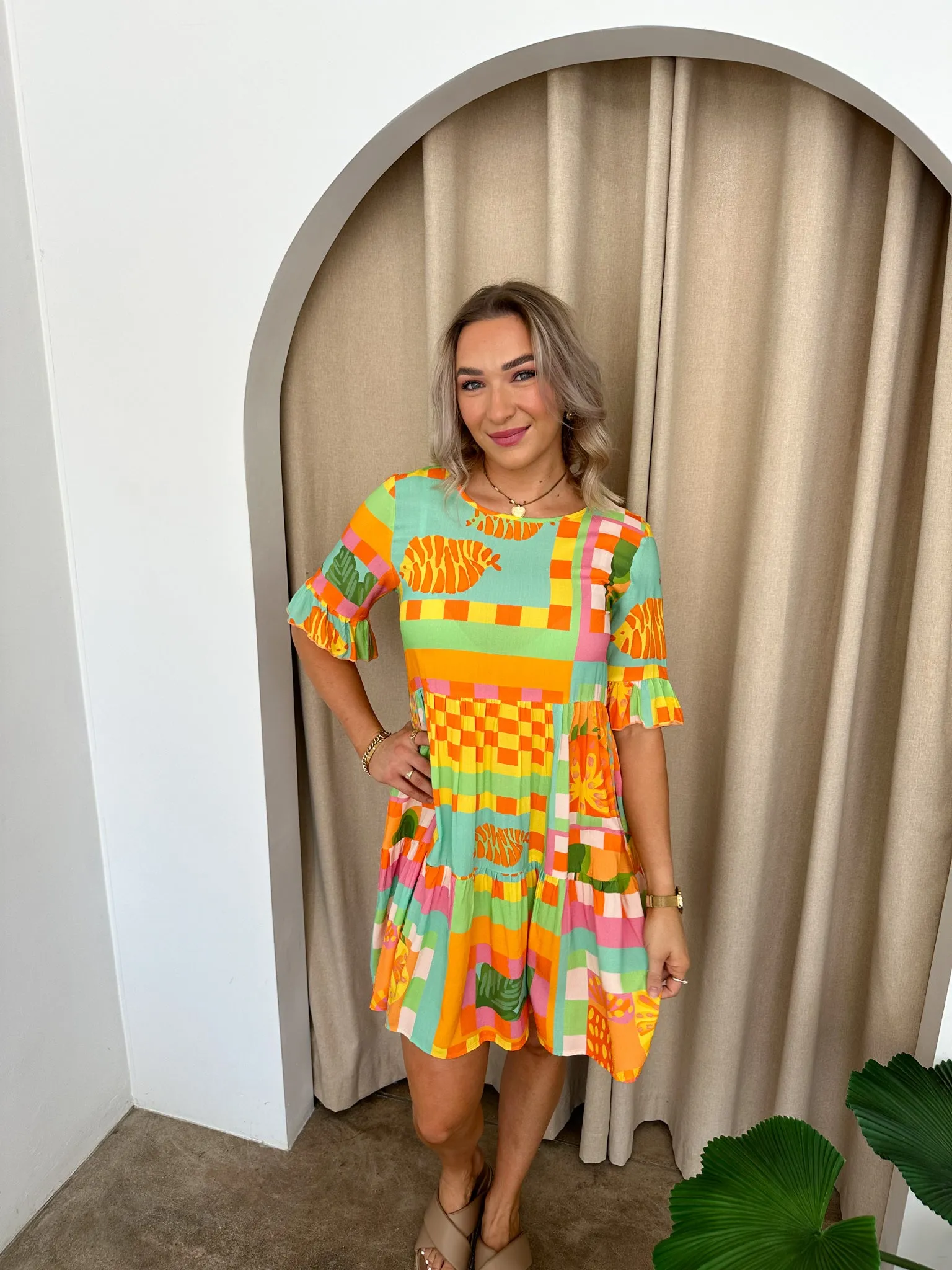 Emma Dress -Tropical print