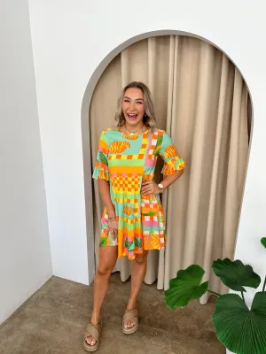 Emma Dress -Tropical print