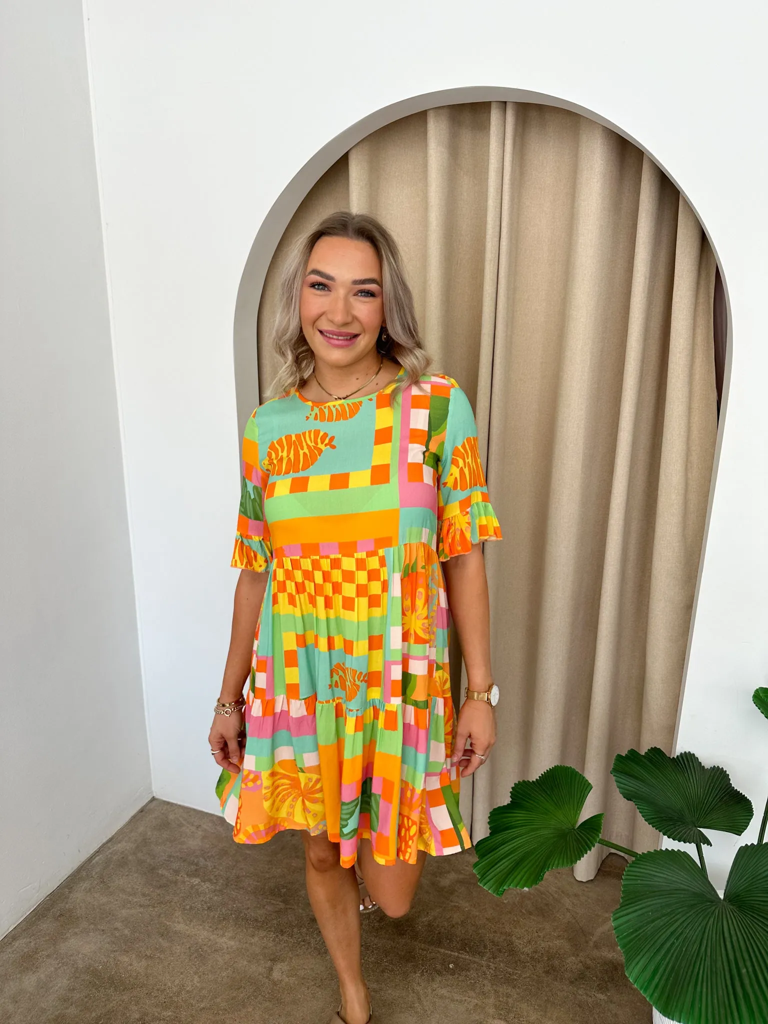 Emma Dress -Tropical print