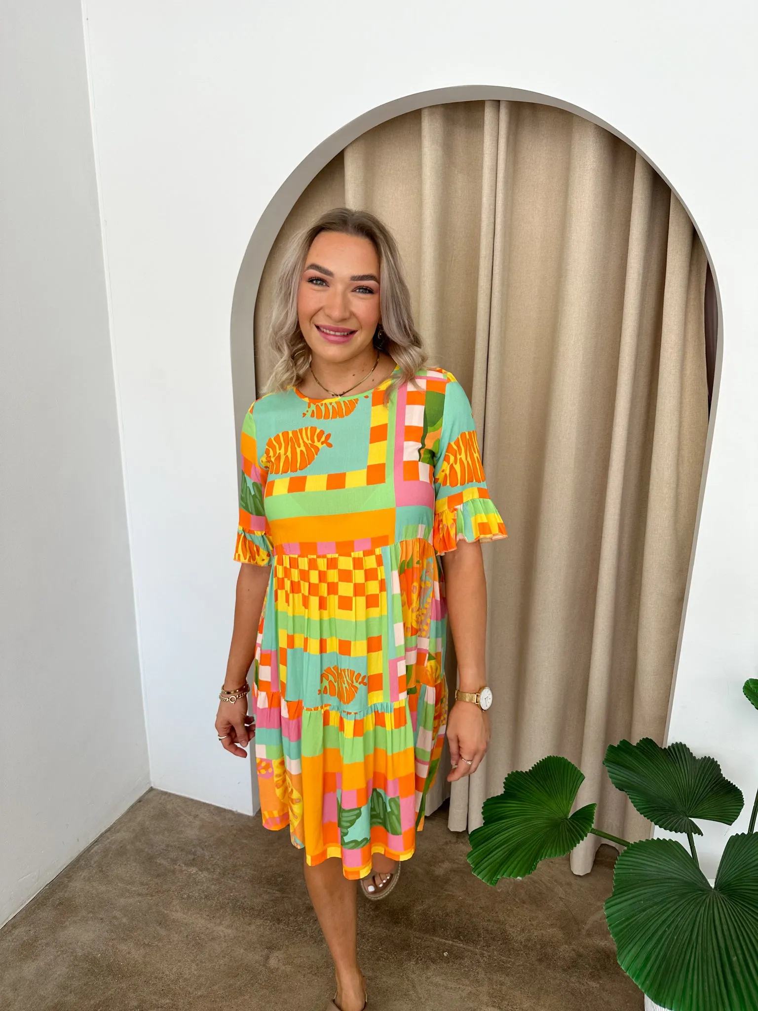Emma Dress -Tropical print