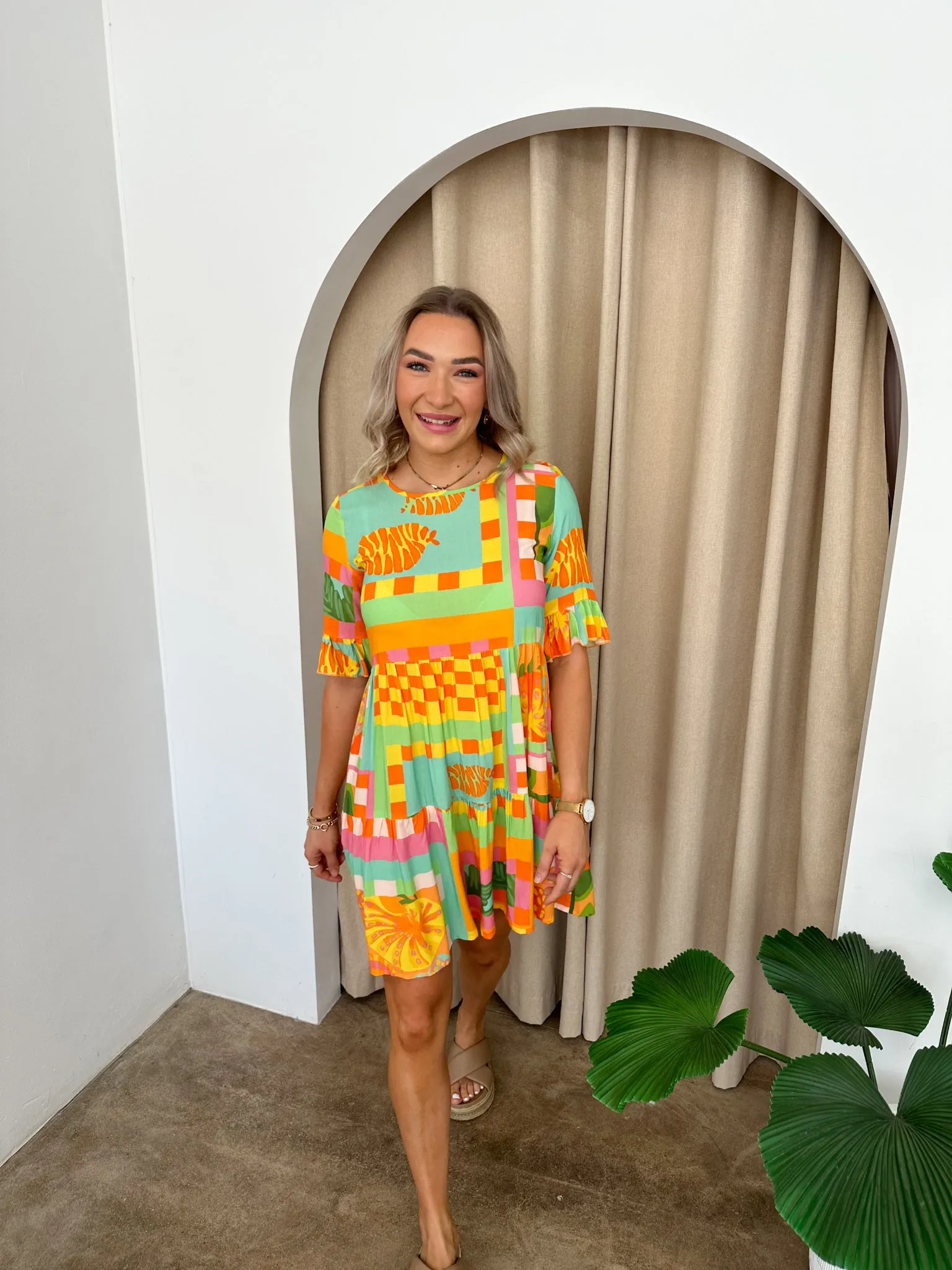 Emma Dress -Tropical print