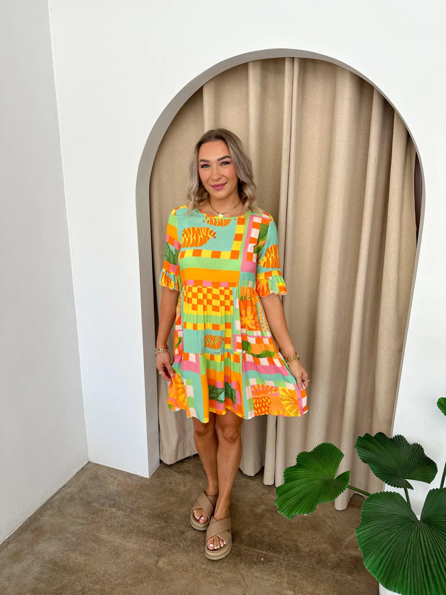 Emma Dress -Tropical print