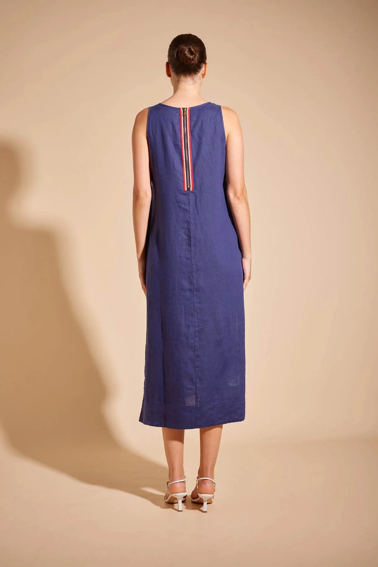 Esme Linen Broidery Dress in Bluebell Posy
