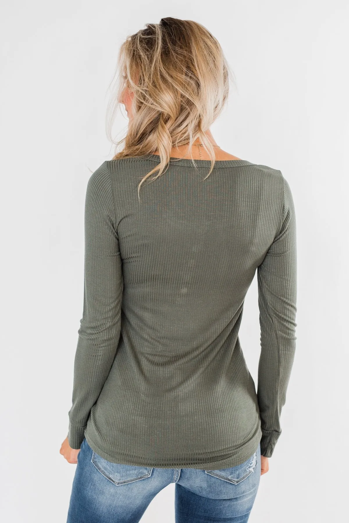 Essential 5-Button Henley Top- Sage