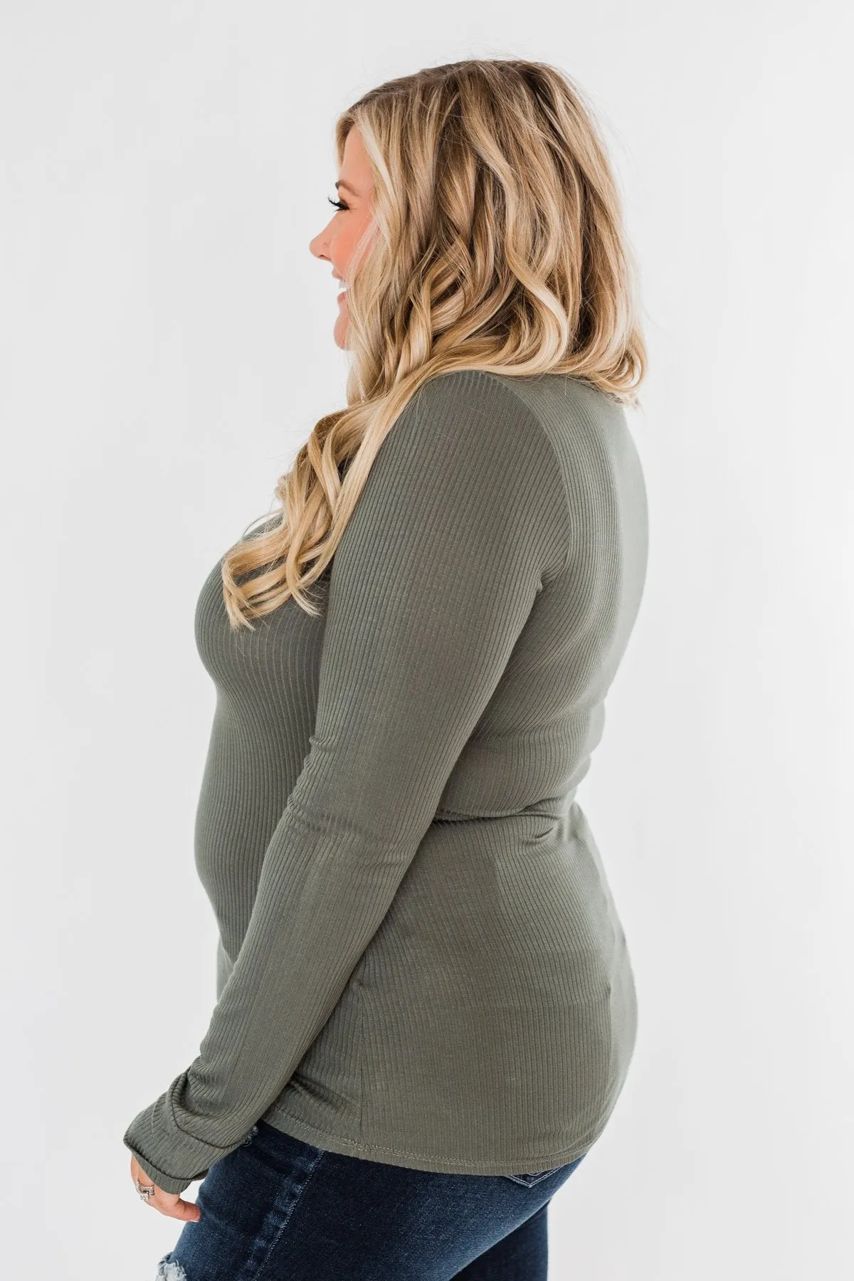 Essential 5-Button Henley Top- Sage