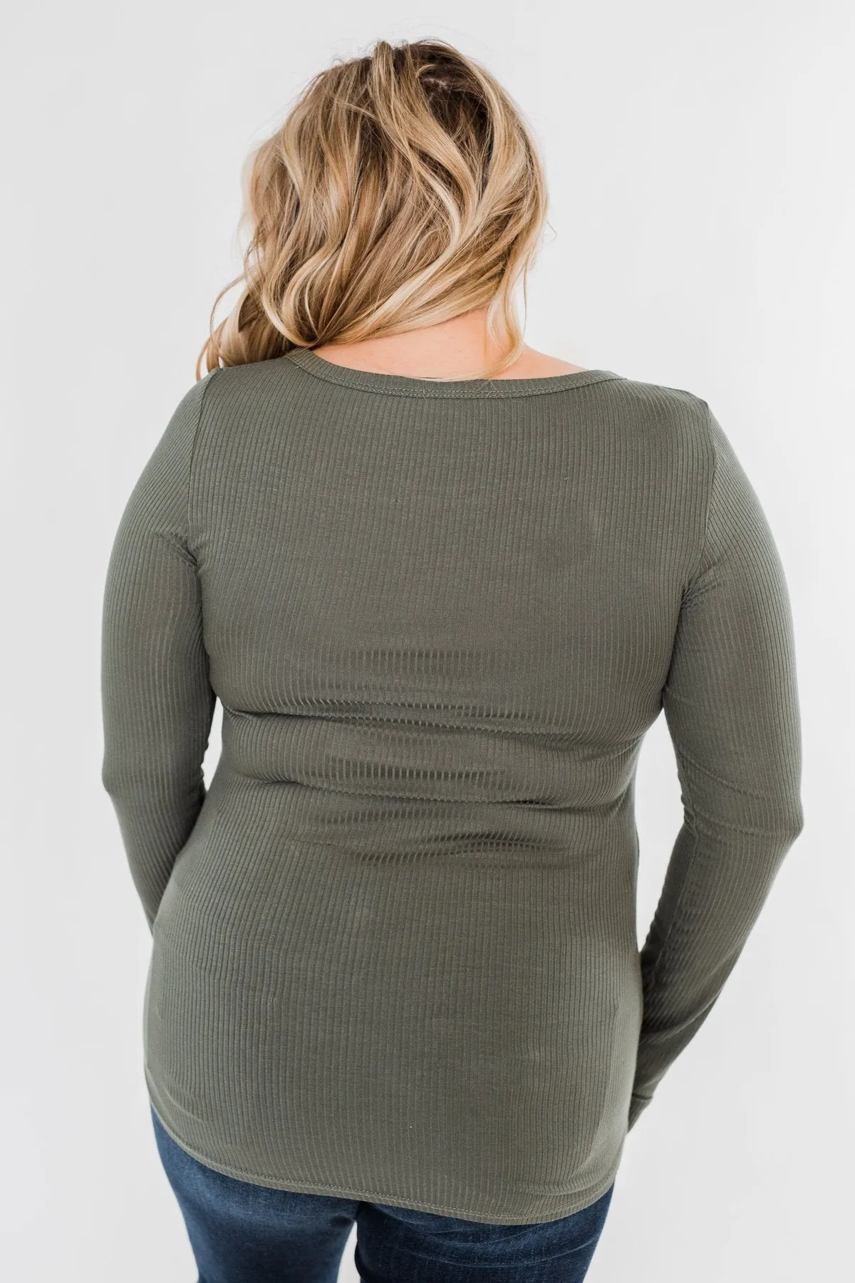 Essential 5-Button Henley Top- Sage
