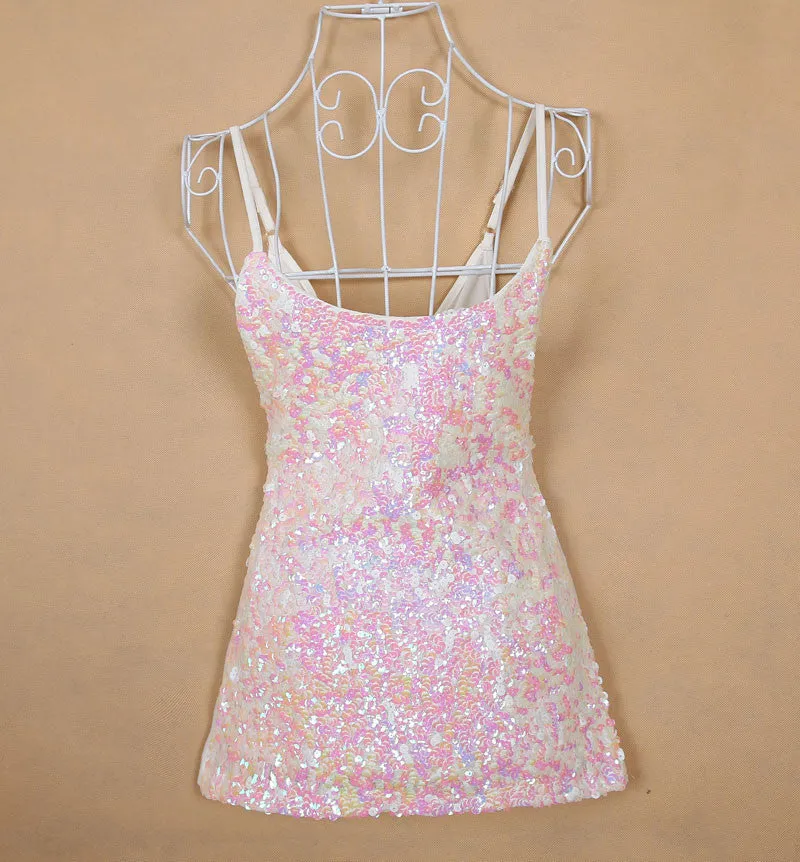 Europe Tank Tops Womens party vest Europe sequined Paillette tank top