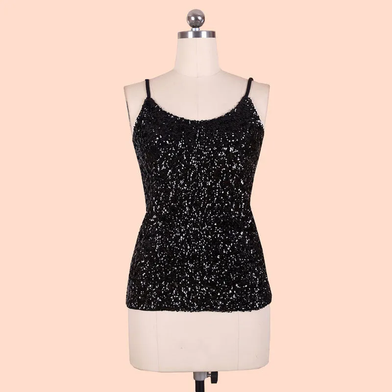 Europe Tank Tops Womens party vest Europe sequined Paillette tank top