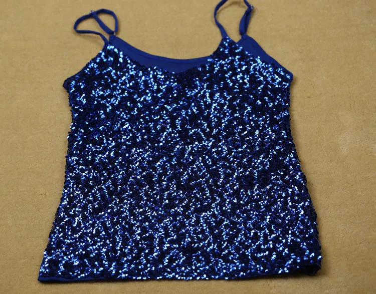 Europe Tank Tops Womens party vest Europe sequined Paillette tank top