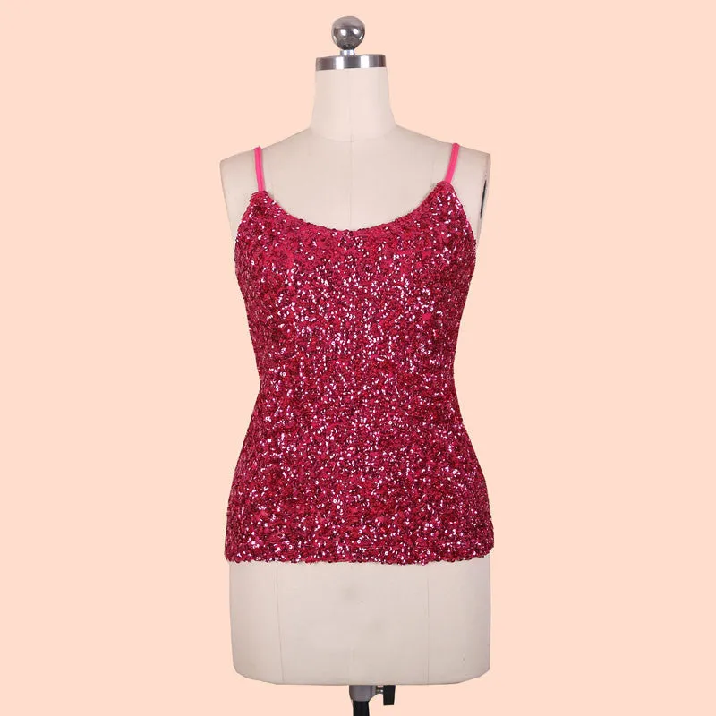 Europe Tank Tops Womens party vest Europe sequined Paillette tank top