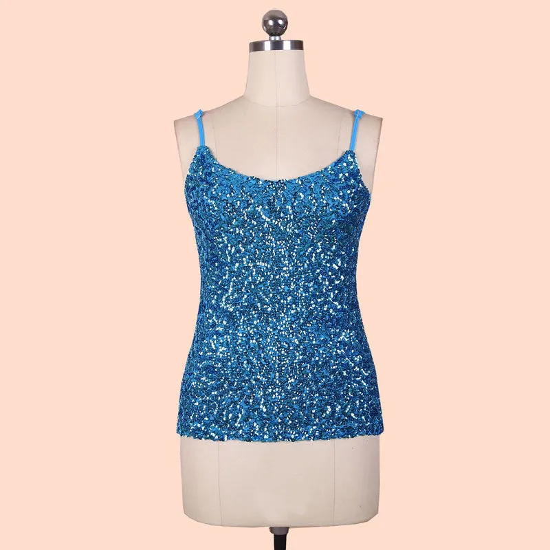 Europe Tank Tops Womens party vest Europe sequined Paillette tank top