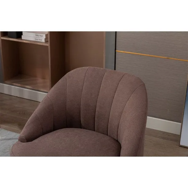 Fabric Accent Chair,Modern Cotton Linen Vanity Chair Side Chair with Black Metal Legs,Upholstered Tufted Single Sofa Chair Leisure Reading Chair Dining Chair for Living Room Office Apartment,Coffee