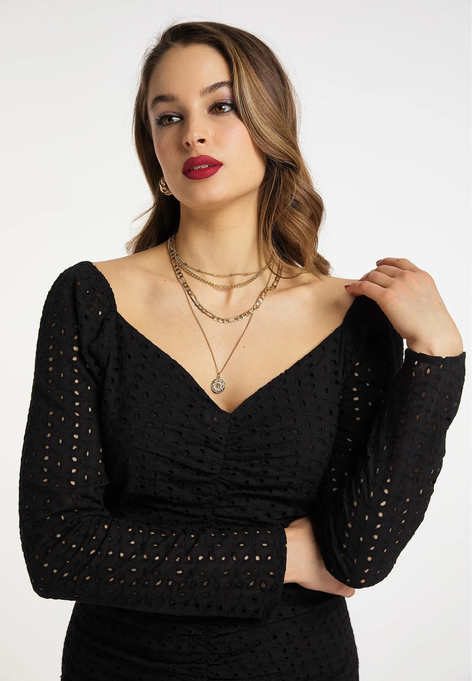 faina Women's Dress With Broderie Anglaise