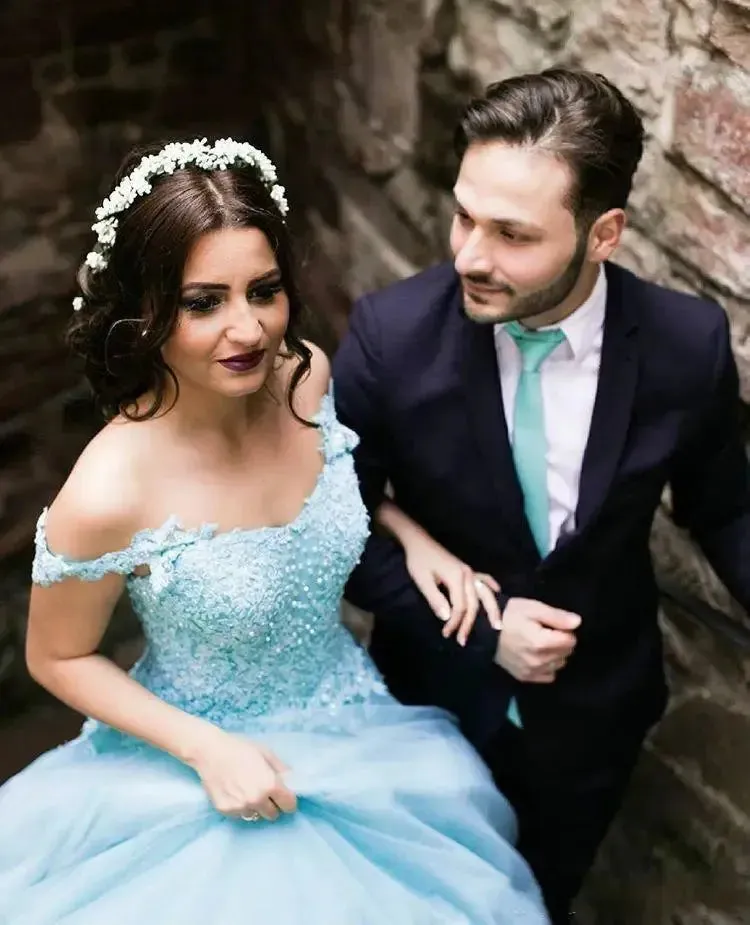 Fashion Masquerade Ball Gown Quinceanera Dresses With Pearls Tulle Off The Shoulder Sweep Train Unique Wedding Bridal Gowns