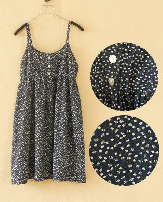 Fashion Summer O-Neck Sleeveless Print Floral Vestidos Women Mini Beach Spaghetti Strap Mori Girl Dresses