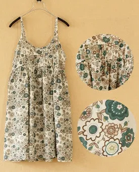 Fashion Summer O-Neck Sleeveless Print Floral Vestidos Women Mini Beach Spaghetti Strap Mori Girl Dresses