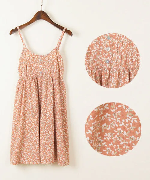 Fashion Summer O-Neck Sleeveless Print Floral Vestidos Women Mini Beach Spaghetti Strap Mori Girl Dresses