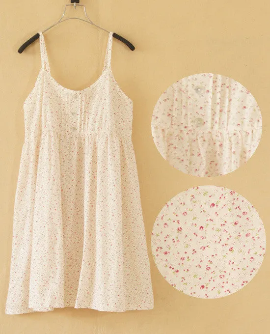 Fashion Summer O-Neck Sleeveless Print Floral Vestidos Women Mini Beach Spaghetti Strap Mori Girl Dresses