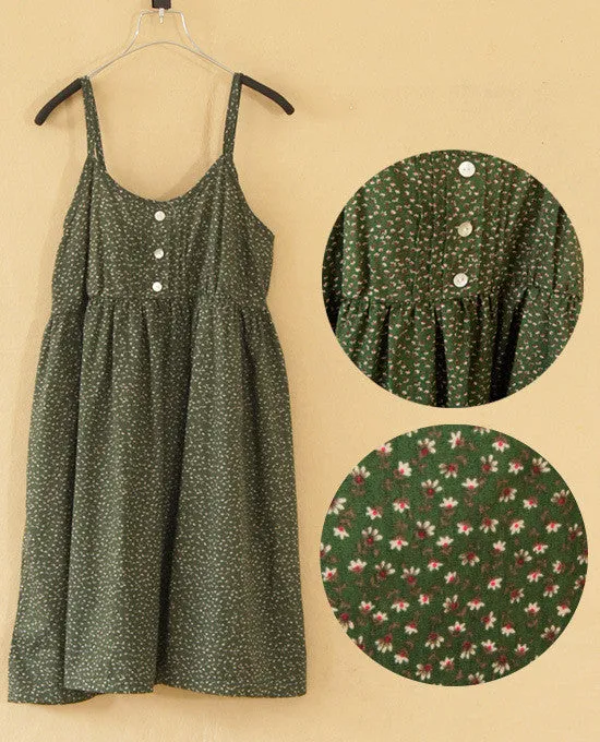 Fashion Summer O-Neck Sleeveless Print Floral Vestidos Women Mini Beach Spaghetti Strap Mori Girl Dresses