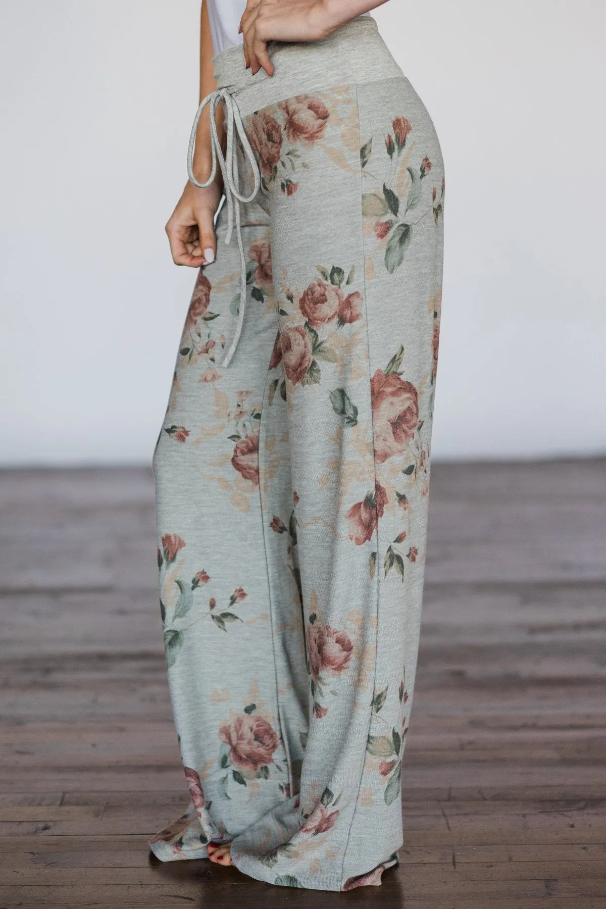 Feel the Rhythm Grey Floral Lounge Pants