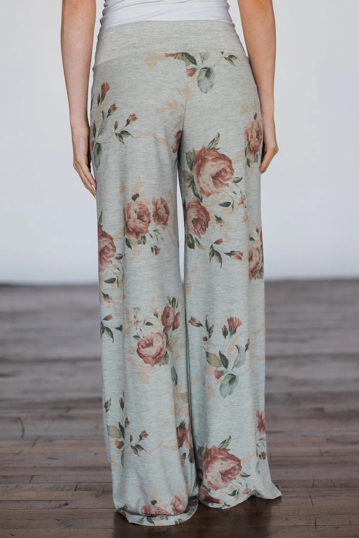 Feel the Rhythm Grey Floral Lounge Pants