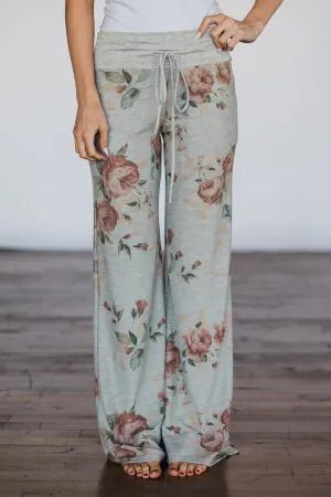 Feel the Rhythm Grey Floral Lounge Pants