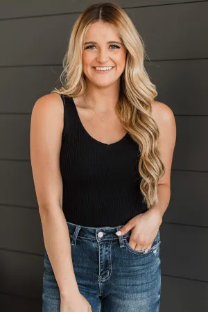 Feeling The Moment Knit Tank Top- Black