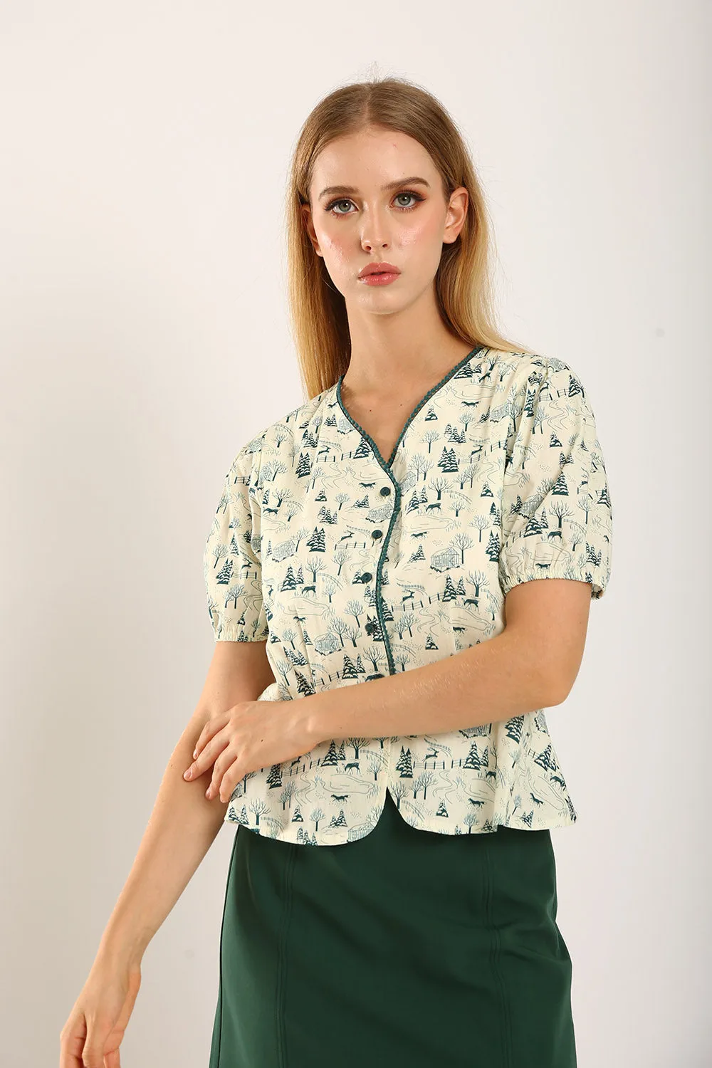 Felizia Top in Green Floral