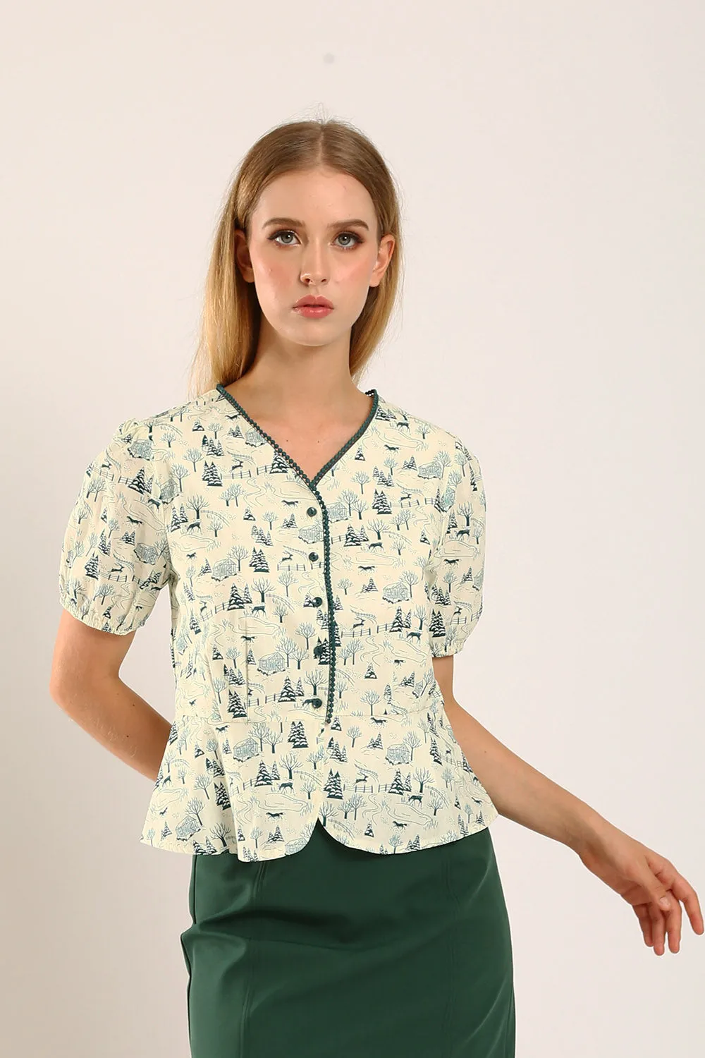 Felizia Top in Green Floral