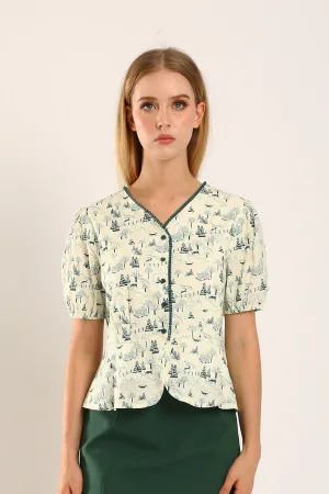 Felizia Top in Green Floral